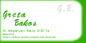 greta bakos business card
